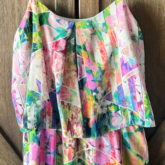 Amanda Uprichard 100% Silk Tropical Print Mini Dress Size Small - Picture 3 of 6